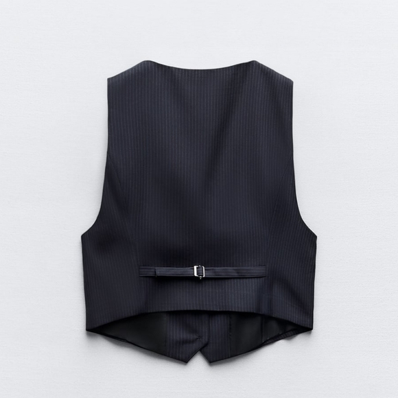 New Pinstripe Vest in Ink blue color, NWT - Picture 2 of 11